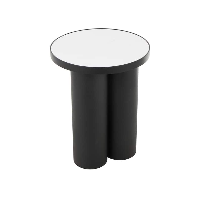 Metal Accent Table with White Marble Tabletop - Black - Roche River Decor - 16"W x 16"L x 20"H