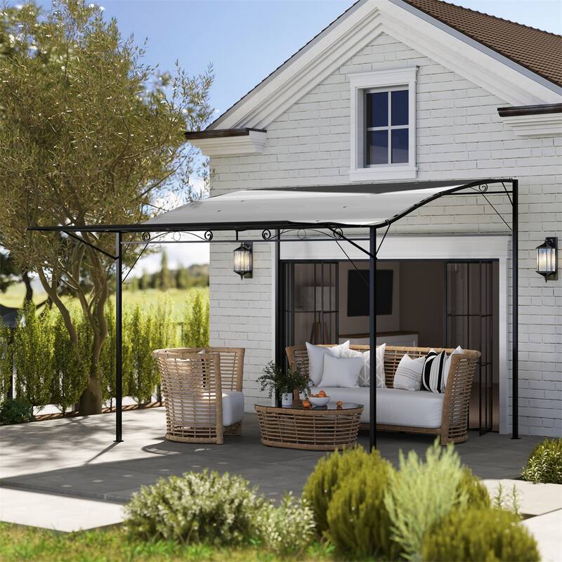 Dark Gray Adjustable Patio Gazebo with Powder-Coated Steel Frame UV and Water Resistant Polyester Canopy - Grey-Black