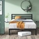 preview thumbnail 2 of 8, Priage by ZINUS Black Metal Platform Bed Frame w/ Headboard