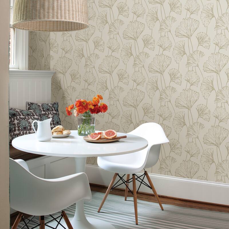A-Street Prints Reverie Gold Ginkgo Wallpaper