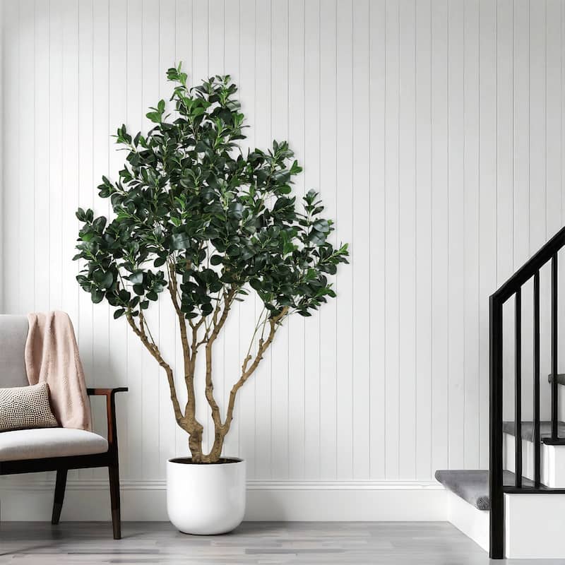 7.2FT Tall Artificial Silk Tree Large Faux Greenery Plant with Lifelike Leaves Potted Fake Plant, 1pc/set