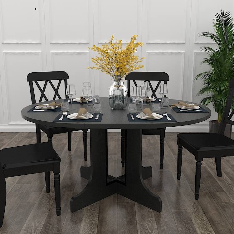 Dining Table for Farmhouse Kitchen 59x43 Inch Expandable Oval Table Top