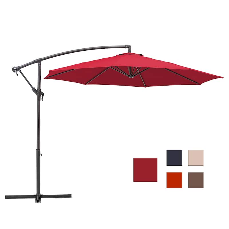 Clihome 10Ft Outdoor Crank Cantilever Patio Umbrella Without Base