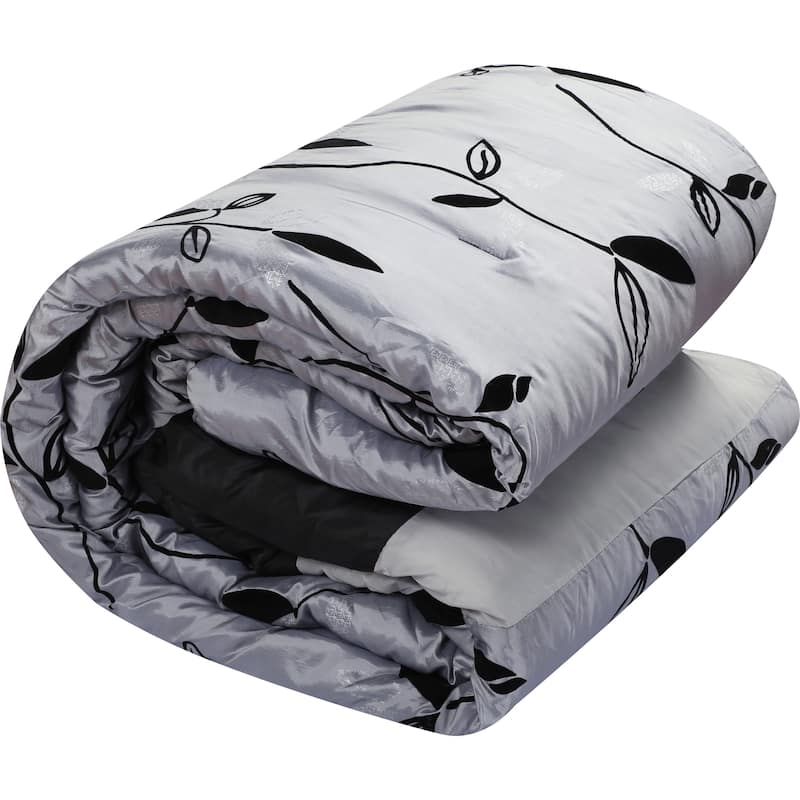 Nanshing Jolene 7 Piece Flocked Modern Leaves Comforter Set