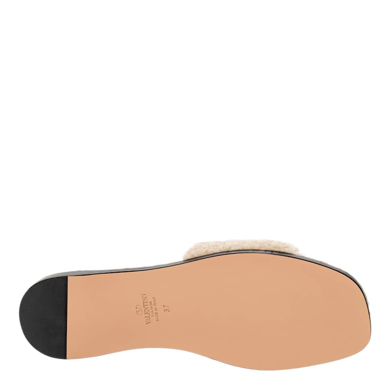 Valentino Vlogo Cutout Faux Shearling Sandals