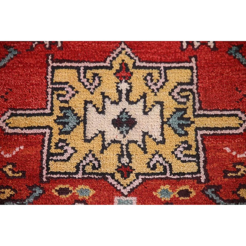 Geometric Kazak Indian Area Rug Hand-knotted Wool Carpet - 2'11"x 5'0"