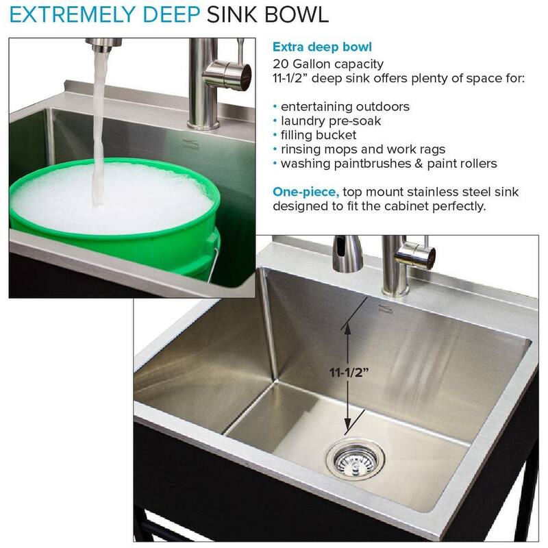 Transolid TRS_TFH-2522 25" Free Standing Single Basin Stainless Steel
