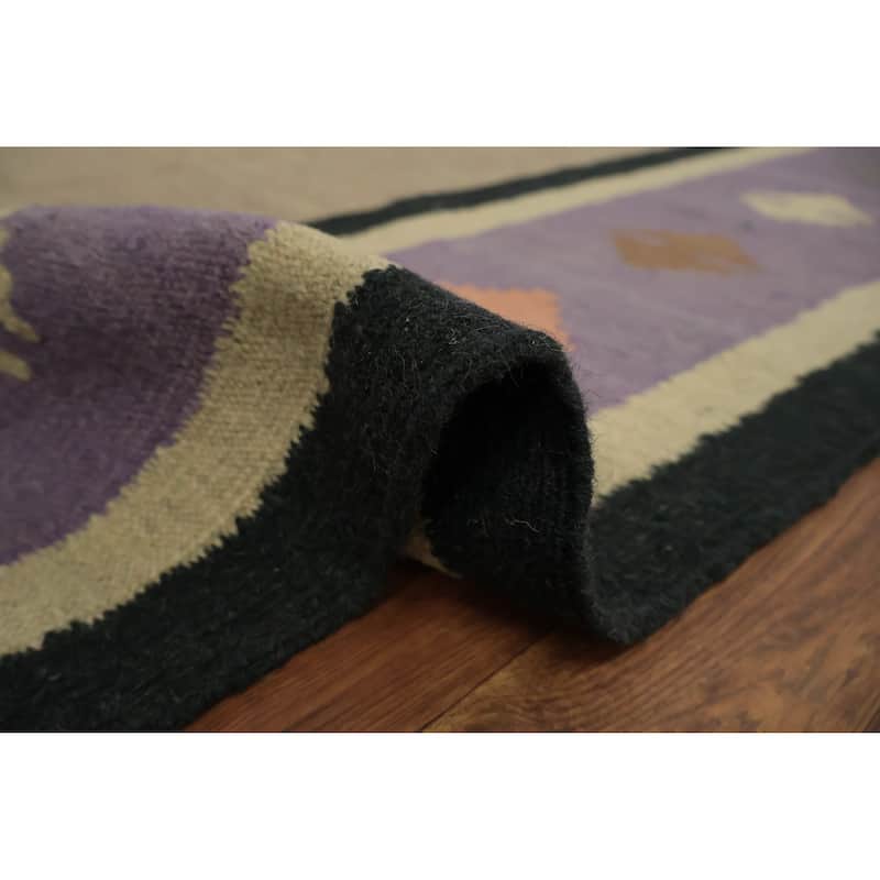 Hand Woven Oriental 100% Wool Carpet Southwestern Modern Brown Kilim Area Rug - 10' 1'' X 9' 8''