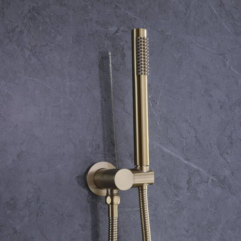 Brushed Gold Round Double Handle Dual Function Bathroom Shower Set