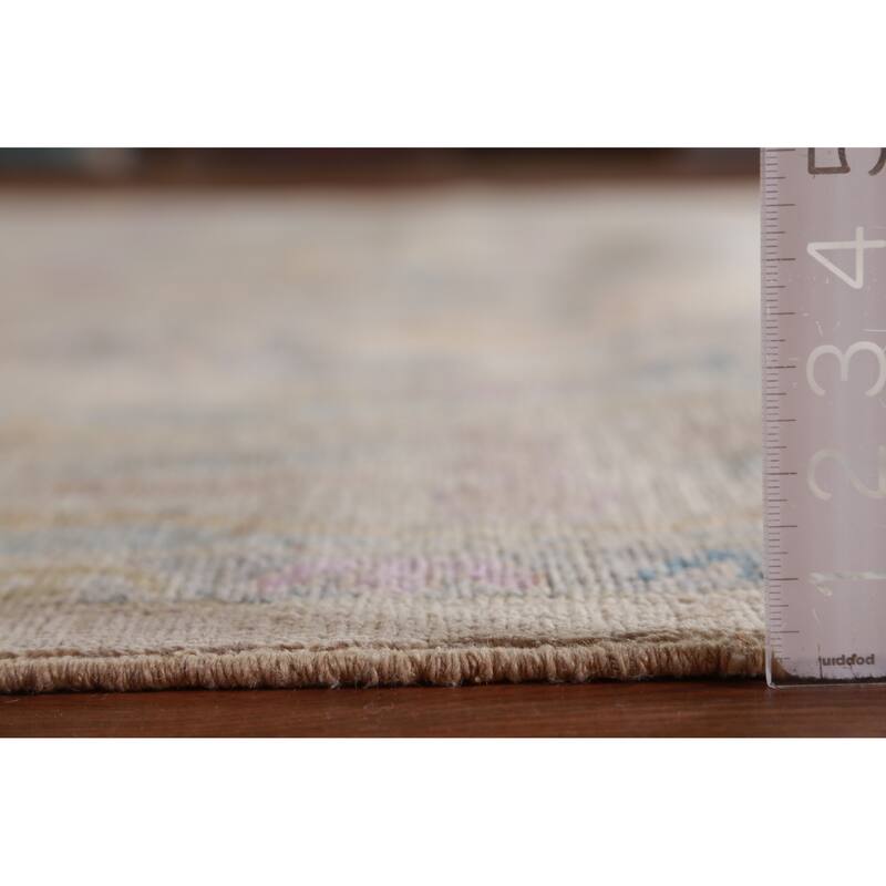 Hand Knotted Oriental 100% Wool Carpet Transitional All-Over Peach Oushak Area Rug - 13' 11'' X 10' 1''