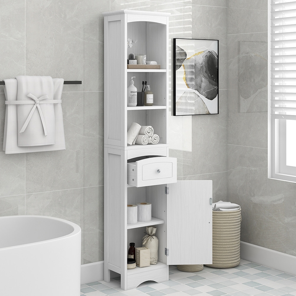 Bathroom Narrow Cabinet, Freestanding Storage Cabinet with Drawer - Bed Bath  & Beyond - 35724628