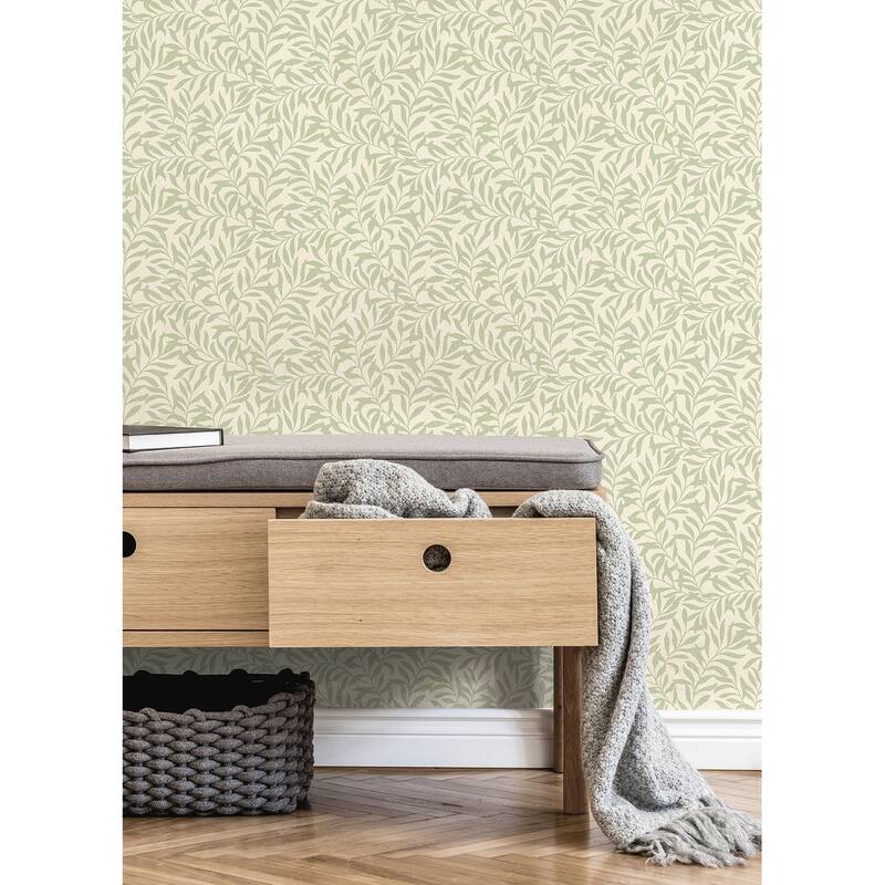 Brewster Salix Sage Leaf Wallpaper