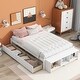 preview thumbnail 11 of 16, Full Size Platform Bed with Bed-end Storage Case & 2 Storage Drawers, Wooden Storage Bed Frame for Children Teens Adults Bedroom