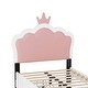 preview thumbnail 7 of 6, Twin Size Upholstered Princess Bed With Crown Headboard and 2 Drawers