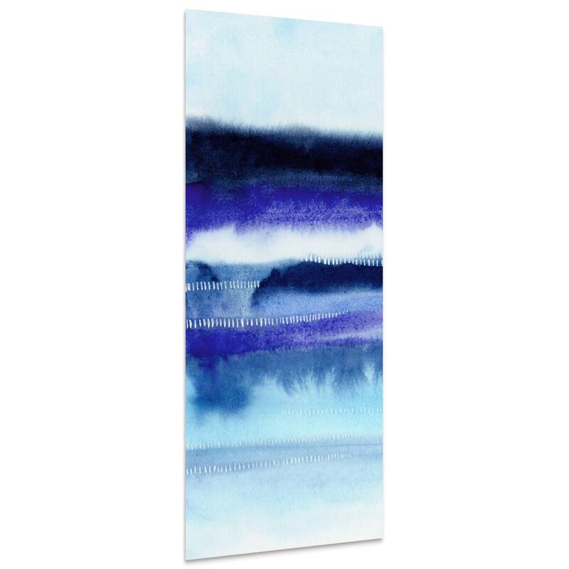 Blue Abstract Graphic Wall Art on Free Floating Tempered Glass Panel