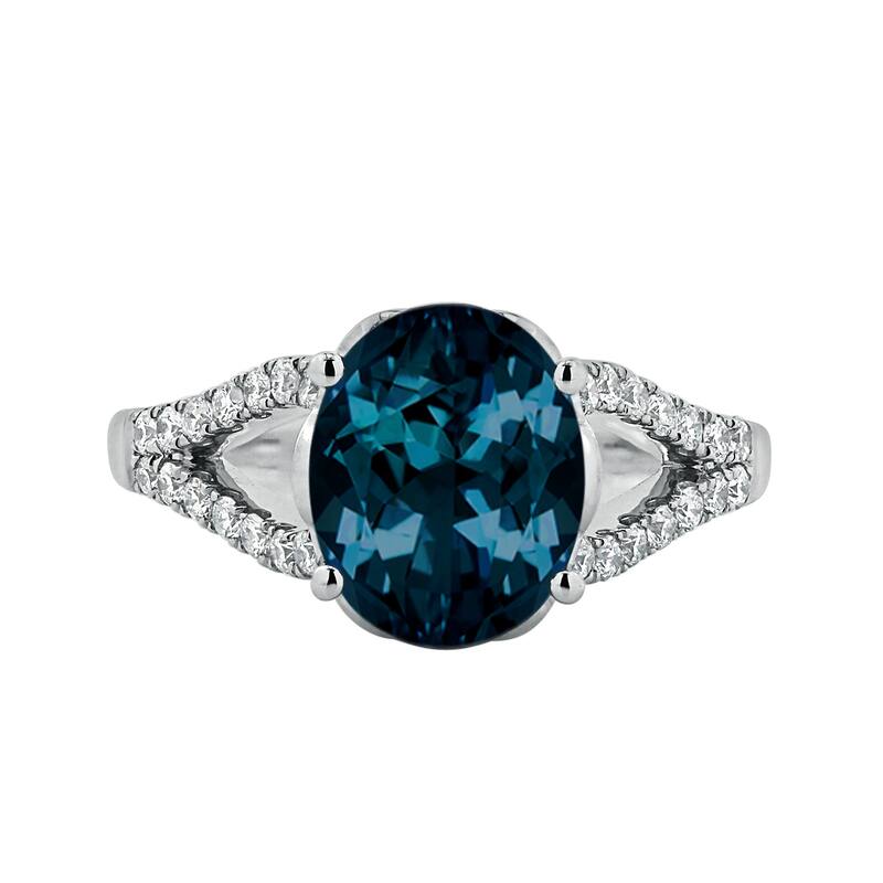 Auriya 3 1/3ct Fancy Oval London Blue Topaz and Diamond Engagement Ring 1/3cttw 14k Gold