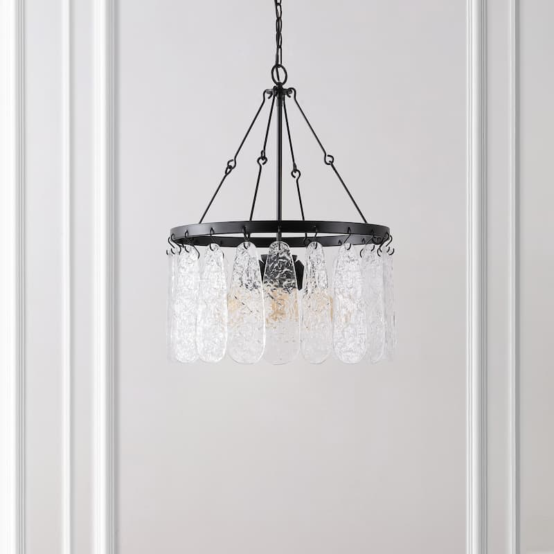 SAFAVIEH Lighting Lilie 6-Light 25-inch Chandelier - 24 In. W x 24 In. D x 34-93 In. H - Black/Clear