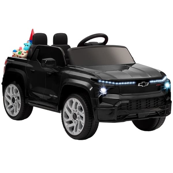 slide 2 of 9, Qaba 12V Kids Ride on Truck, Chevrolet Silverado EV RST Licensed Electric Car with Parent Remote Control, Black Black