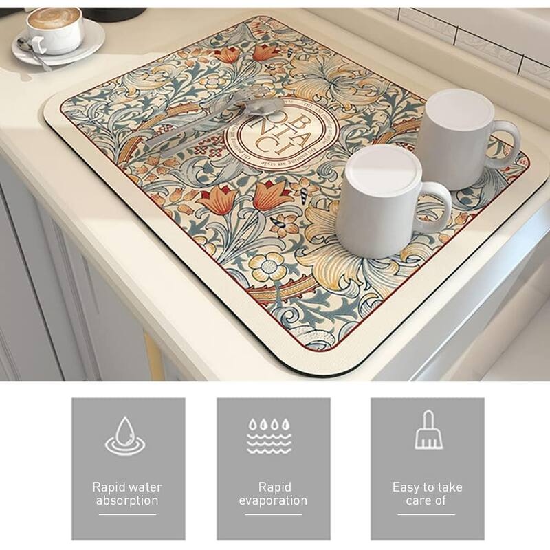 Absorbent Dish Drying Mat for Kitchen, Draining Pad Heat Resistant - 30x40cm