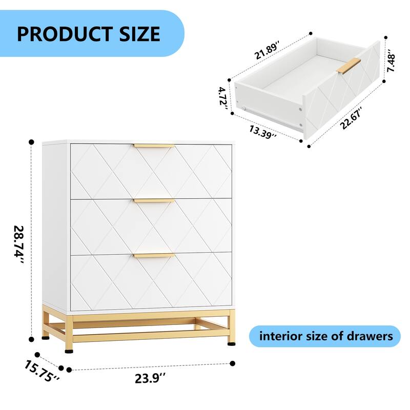 Nightstand with 3 Drawer