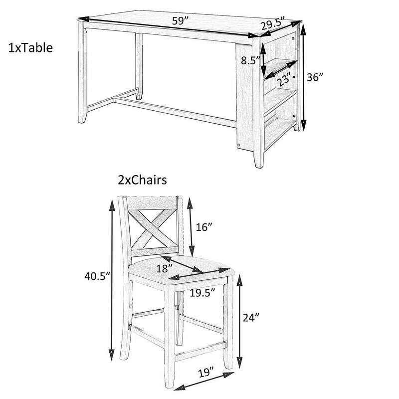5 PCS Pub Sets For 4 Rustic Farmhouse Bar Table with 4 Stools