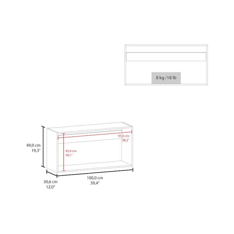 Modern Wall Cabinet with 2 Doors and Open Shelf, Wide Kitchen Storage Organizer, Bardolino Wood Look