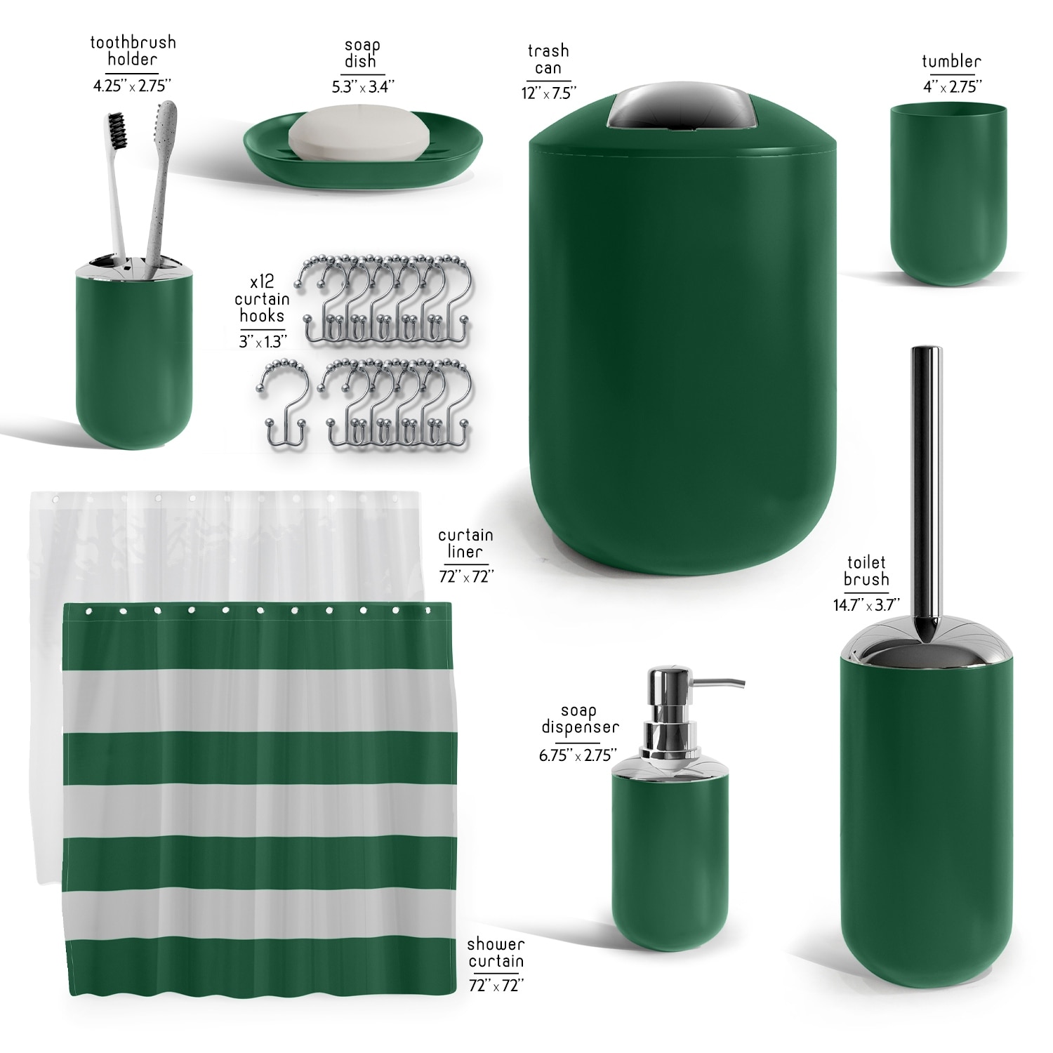 Clara Clark 20-Piece Complete Bathroom Accessories Set with Shower Curtain-image