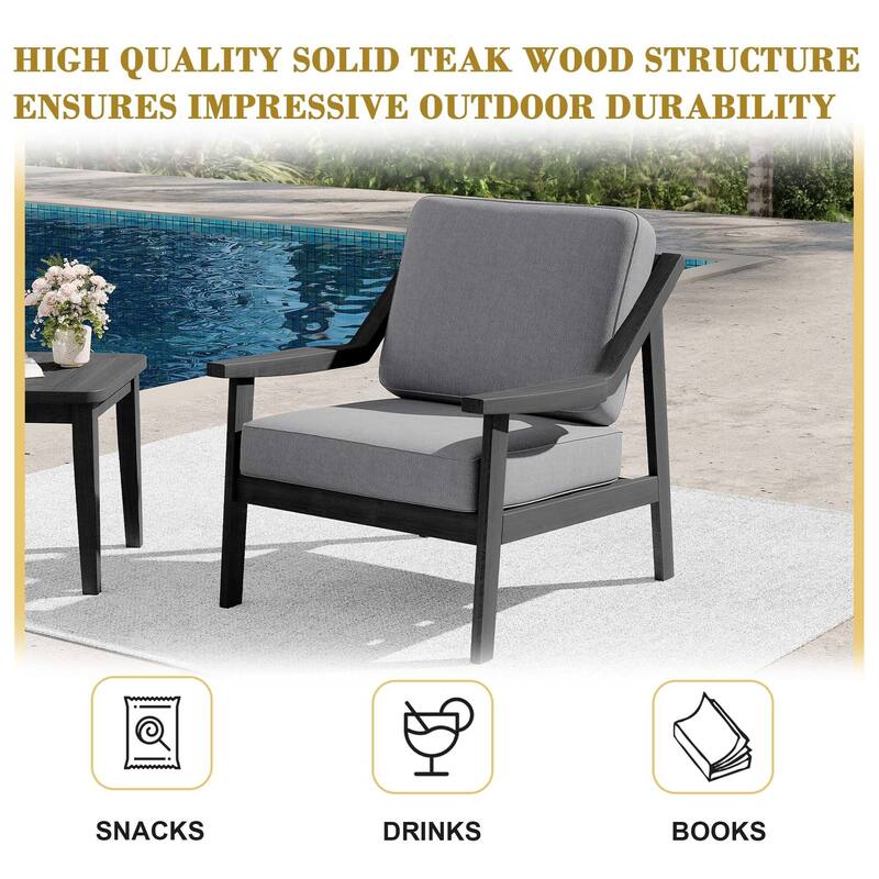 Outdoor Patio Club Chair Arm Lounge Cushion Chair (Set of 2)