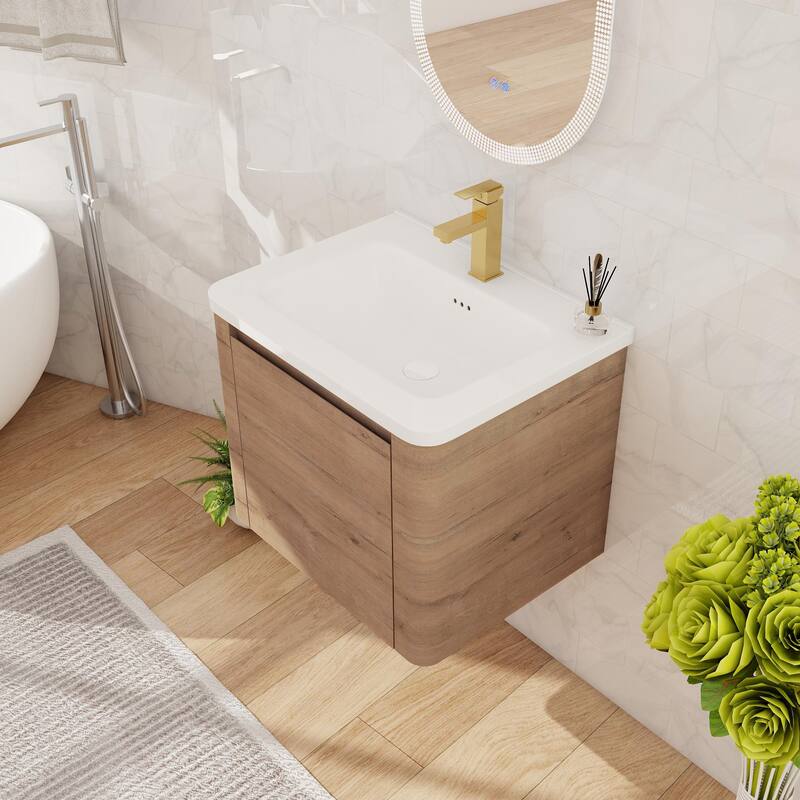 Beingnext 24''/28''/36''/40''/60''/68'' Floating Bathroom Vanity with Sink, Wall Mounted Bathroom Vanity with Soft Close Door