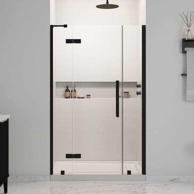 OVE Tampa Alcove Frameless Pivot Hinge Shower Door Kit with Base Pan, 2025