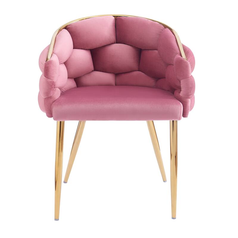 Handmade Accent Chair Balcony Chair Velvet Armchair Dining Chair - Pink