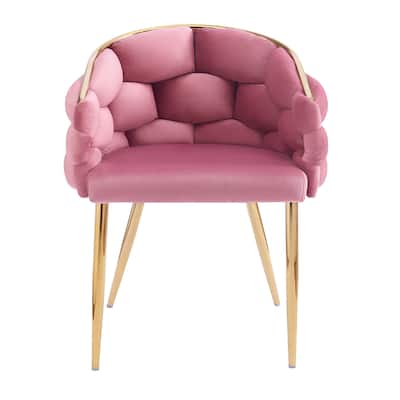 Pink Handmade Accent Chair Balcony Chair Velvet Armchair Dining Chair