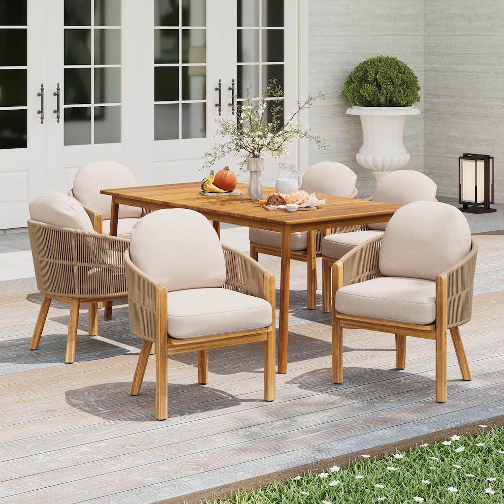 Christopher Knight Home- Lucas Acacia Wood Outdoor 7-Piece Dining Set