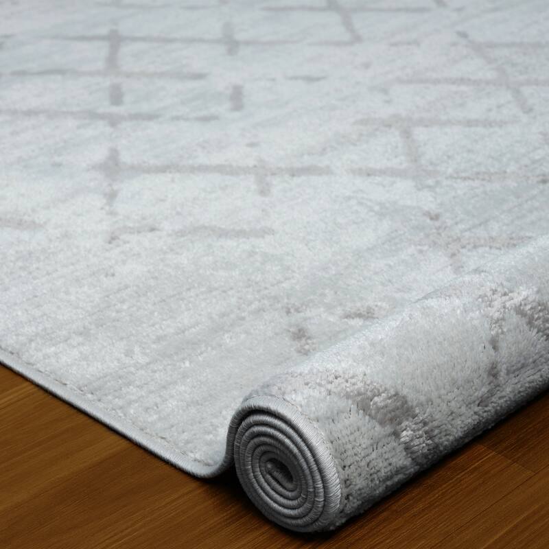 Sevita Modern Cream/Gray Geometric Diamond Abstract Rug