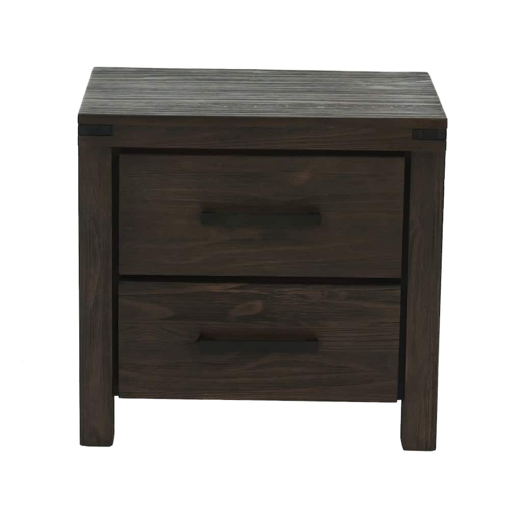 Espresso Solidwood Modern Nightstand with Bar Handle