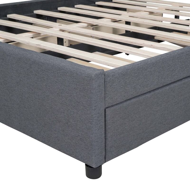 Classic Platform Bed with 2 Drawers & 1 Trundle