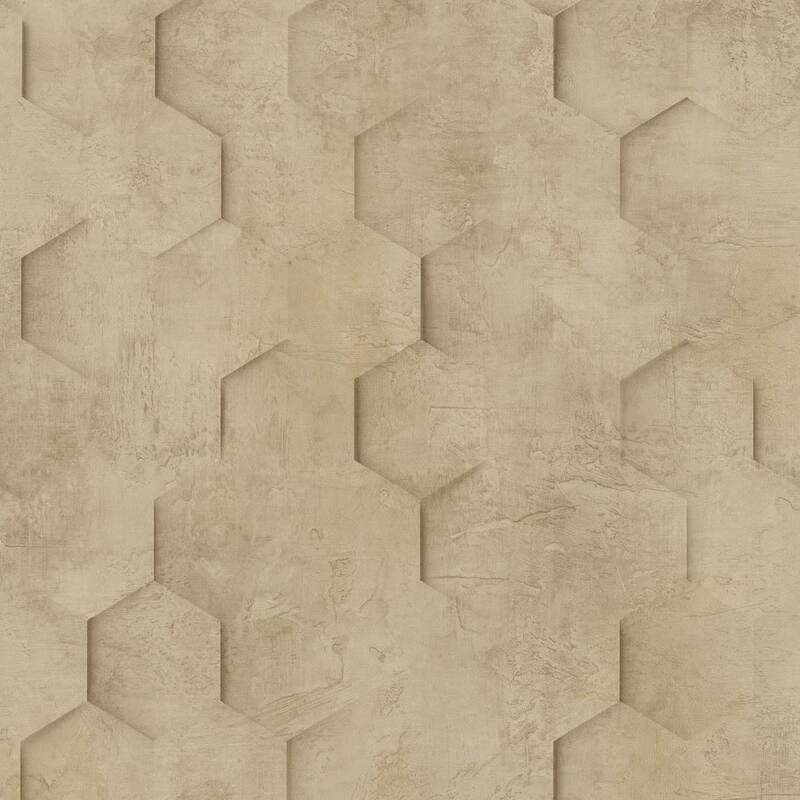 Galerie Wallcoverings The Loft Collection Geometric Hexagon Matte Finish Vinyl on Non-woven Wallpaper Roll - 33-feet long x 21-inches wide - Gold