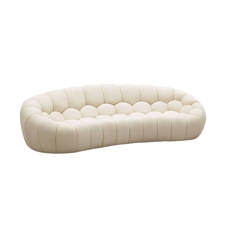 Divani Casa Yolonda Modern Curved Off-White Fabric Sofa