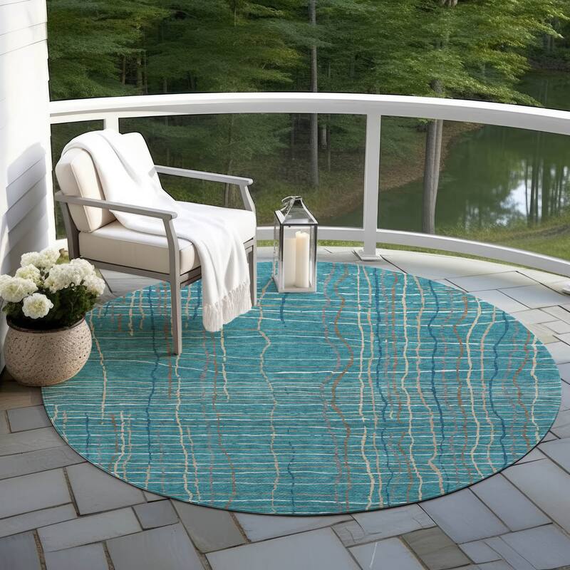 Machine Washable Indoor/ Outdoor Modern Century Chantille Rug