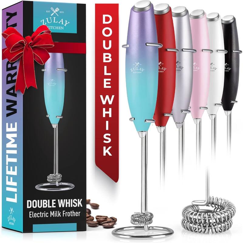 Zulay Kitchen Double Whisk Milk Frother Handheld Mixer