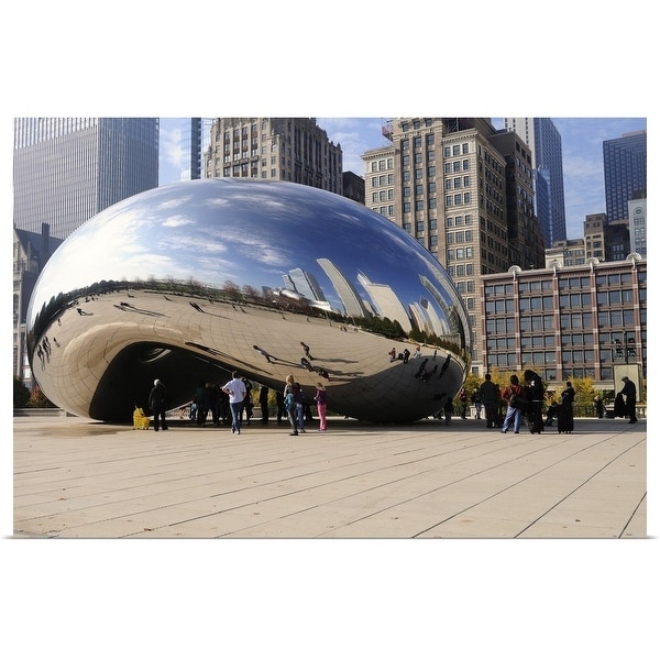 "The north loop Chicago skyline reflected in the Cloud Gate, Millennium Park" Poster Print