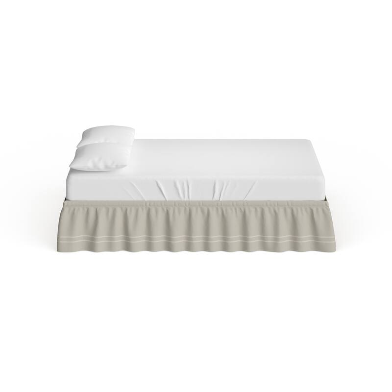 Copper Grove Barron River Easy Fit Adjustable Baratta Stitch Embroidered 18-inch Drop Bed Skirt