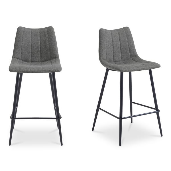 slide 2 of 9, NADAAL STUDIOS Florian Counter Stool, Performance Upholstery and Steel Legs, Dark Grey - Set of 2