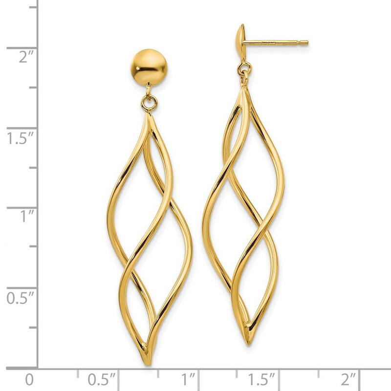 Curata 10k Yellow Gold 51x12mm Infinity Swirl Post Earrings