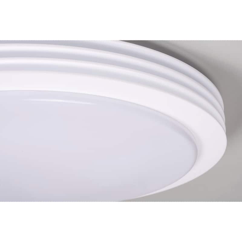 Lenox 23-inch White LED Flush Mount, White Acrylic Shade
