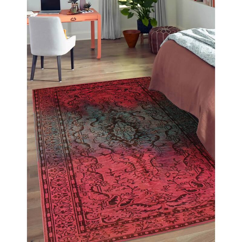 ECARPETGALLERY Hand-knotted Color Transition Red Wool Rug - 6'3 x 9'2