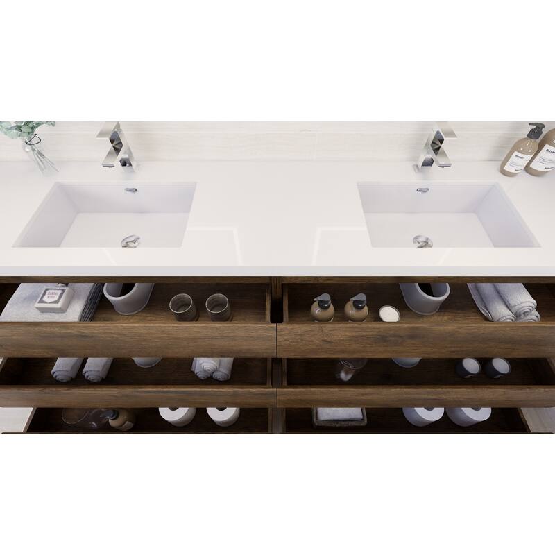 Aron 84'' Freestanding Vanity with Double Reinforced Acrylic Sink