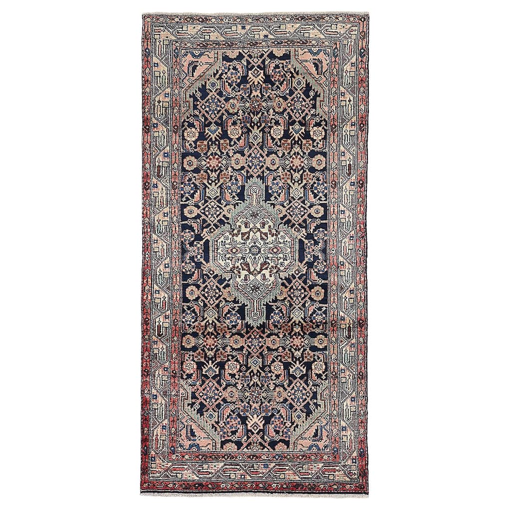 ECARPETGALLERY Hand-knotted Andelz Dark Navy Wool Rug - 3'7 x 7'5