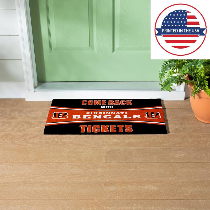 Cincinnati Bengals 28 in. x 16 in. PVC "Come Back With Tickets" Trapper Door Mat
