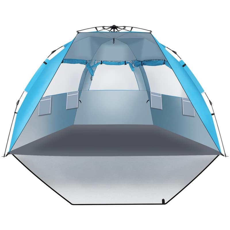 Fiberglass Pole Oxford Cloth Quick-Open Free Ride Beach Tent Blue